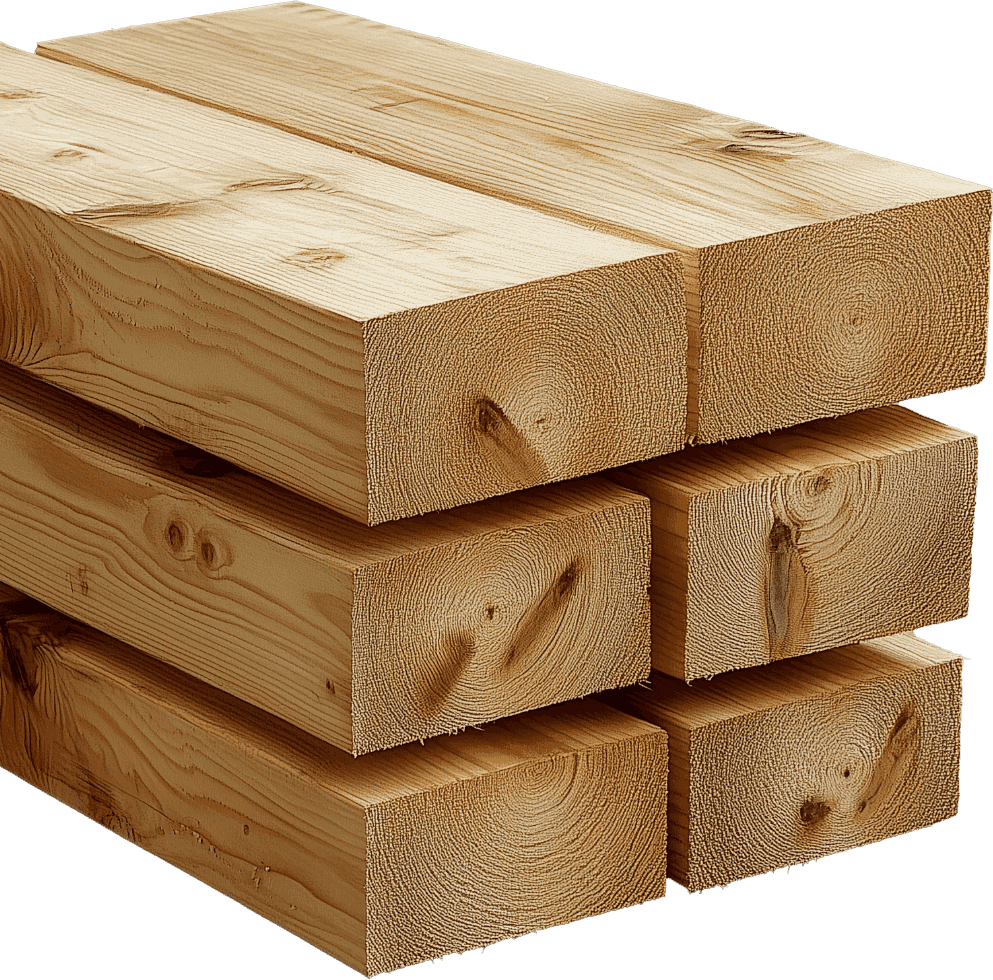 Stacked wooden construction beams